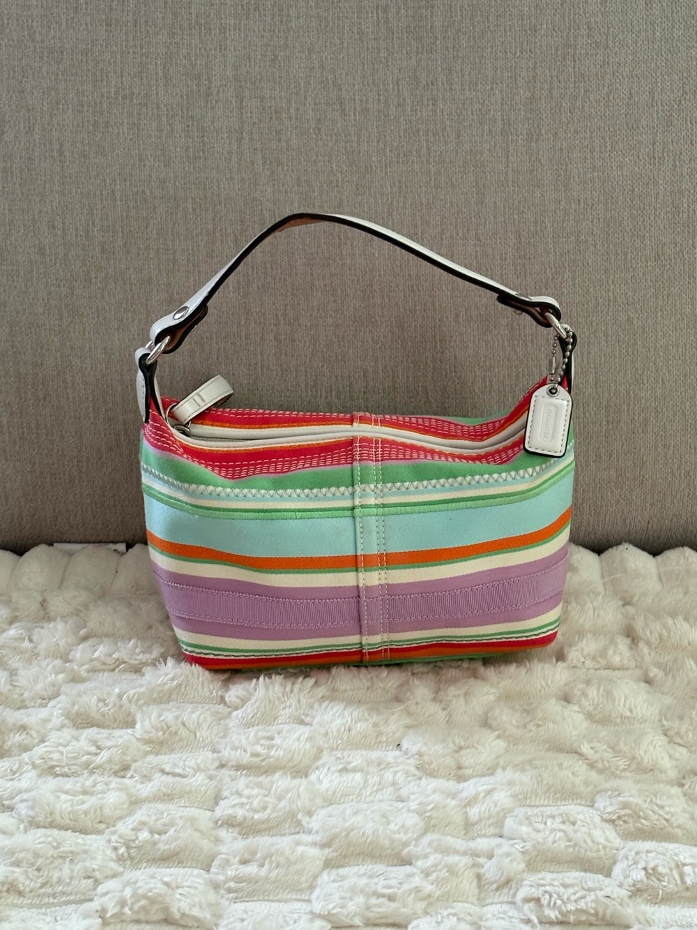 Rare Vintage Y2K Coach Hampton Striped Mini Hobo Bag / Demi Pouch